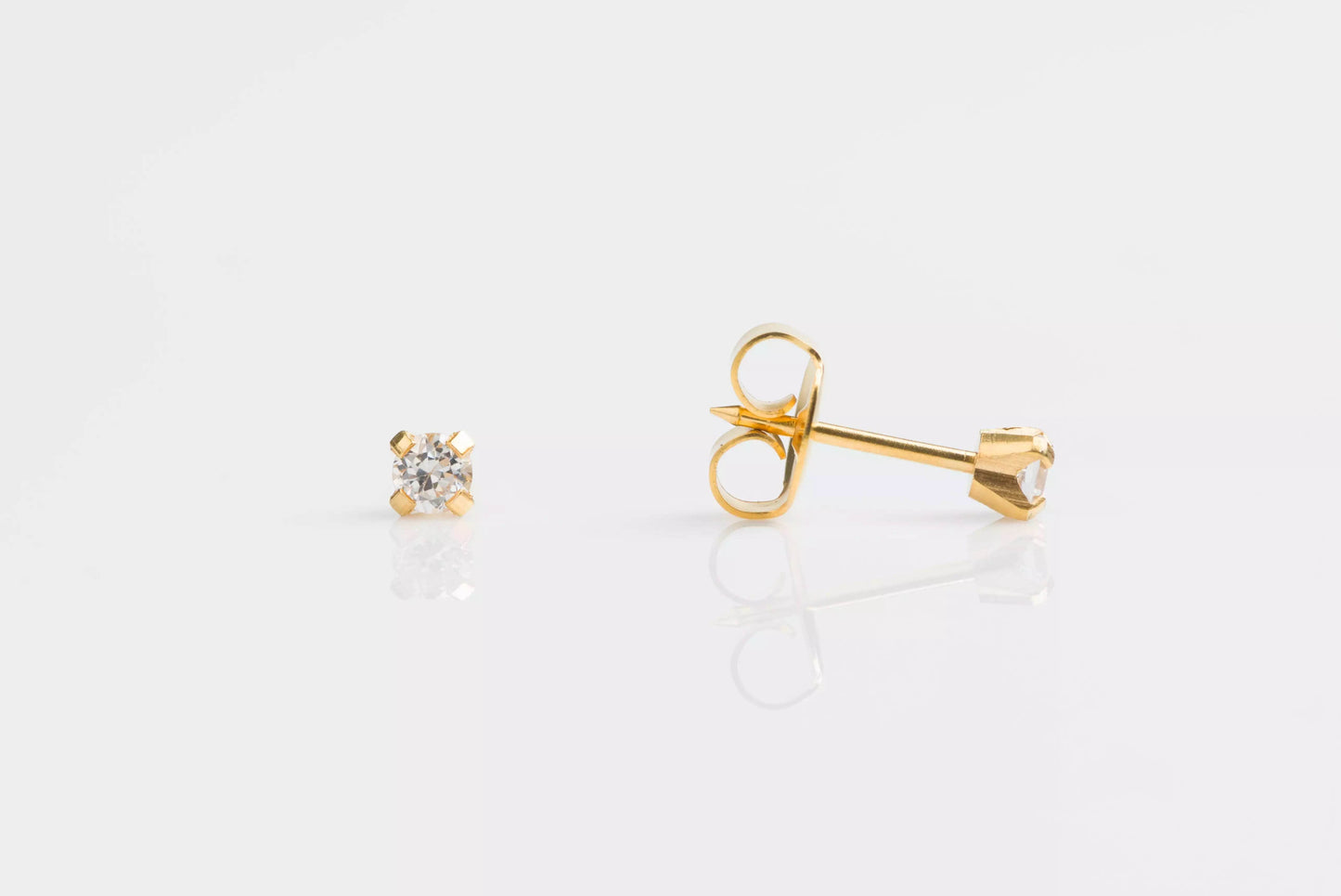 Gold-Plated Prong Set Cubic Zirconia Piercing Studs- Regular Post - SK Custom Jewelry
