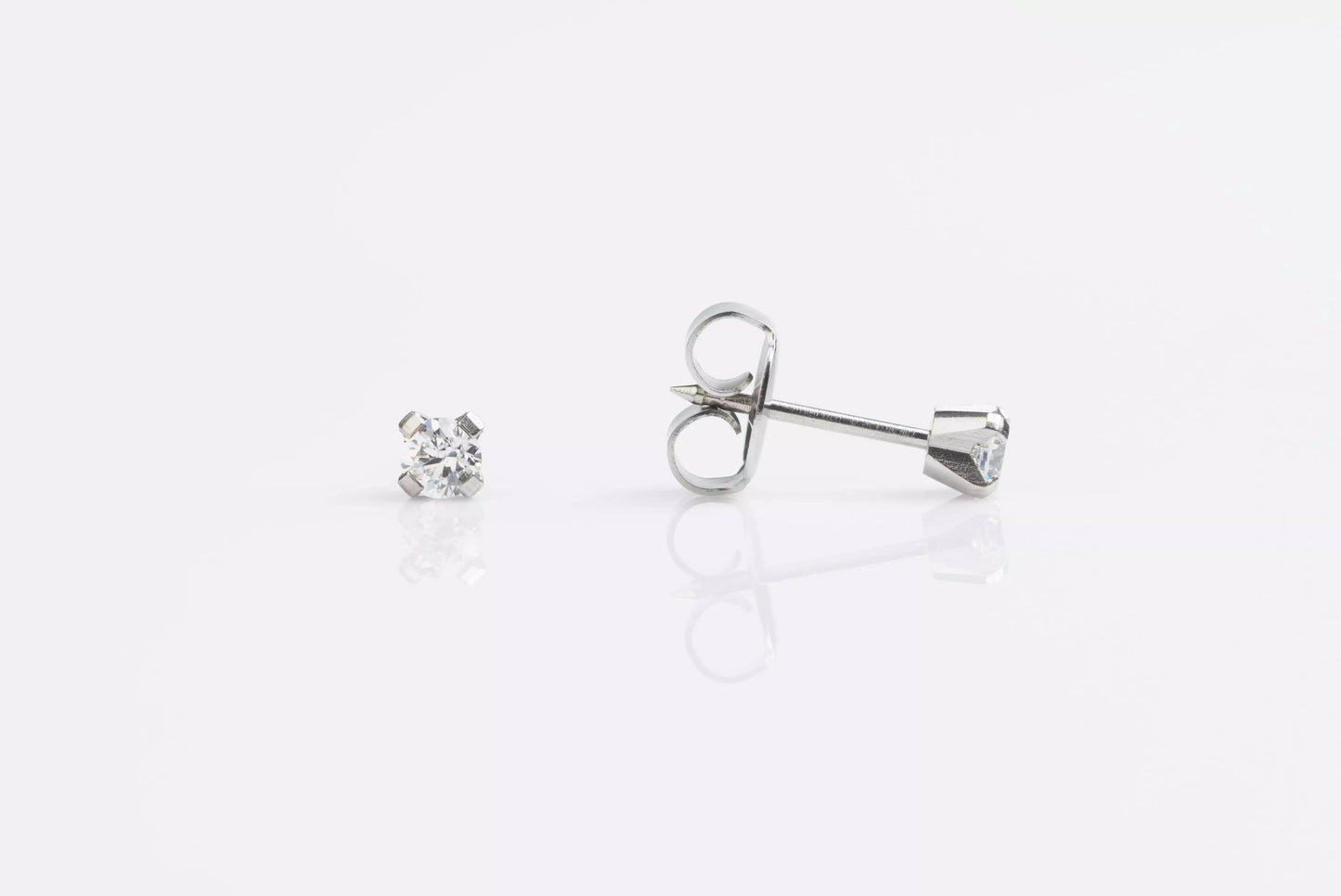 Stainless Steel Prong Set Cubic Zirconia Piercing Studs- Regular Post - SK Custom Jewelry