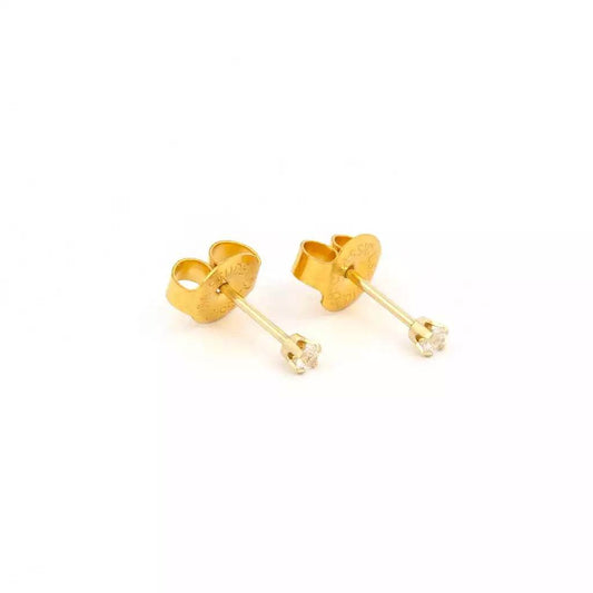 14K Yellow Gold Prong Set Cubic Zirconia Piercing Studs - SK Custom Jewelry
