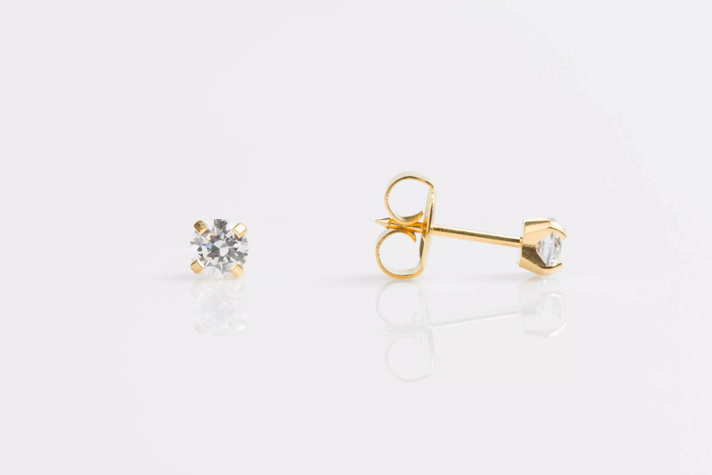 Gold-Plated Prong Set Cubic Zirconia Piercing Studs- Regular Post - SK Custom Jewelry