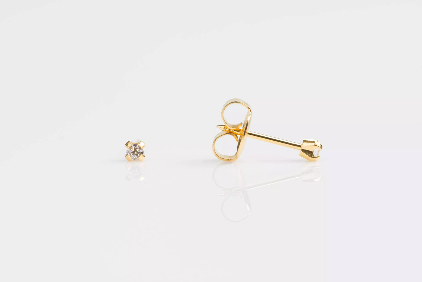 Gold-Plated Prong Set Cubic Zirconia Piercing Studs- Regular Post - SK Custom Jewelry