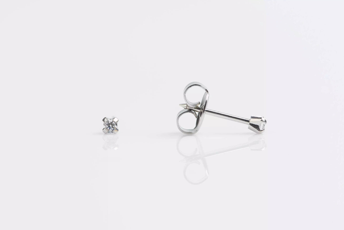 Stainless Steel Prong Set Cubic Zirconia Piercing Studs- Regular Post - SK Custom Jewelry
