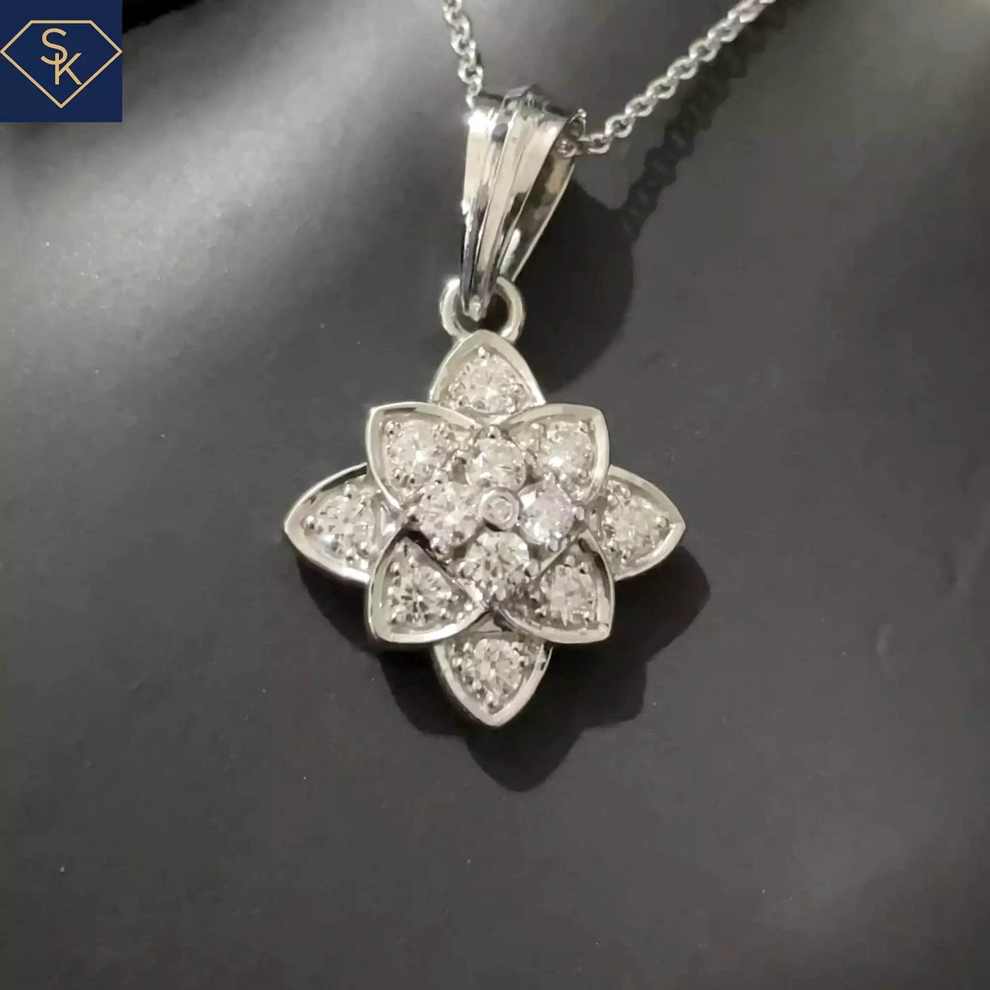 Diamond Flower Pendant - SK Custom Jewelry