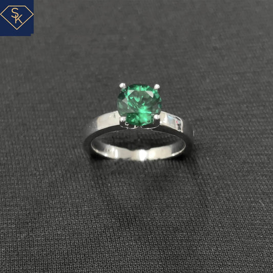 Solitaire Lab Emerald Ring - SK Custom Jewelry