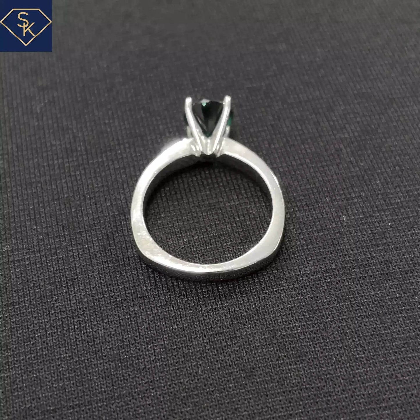 Solitaire Lab Emerald Ring - SK Custom Jewelry