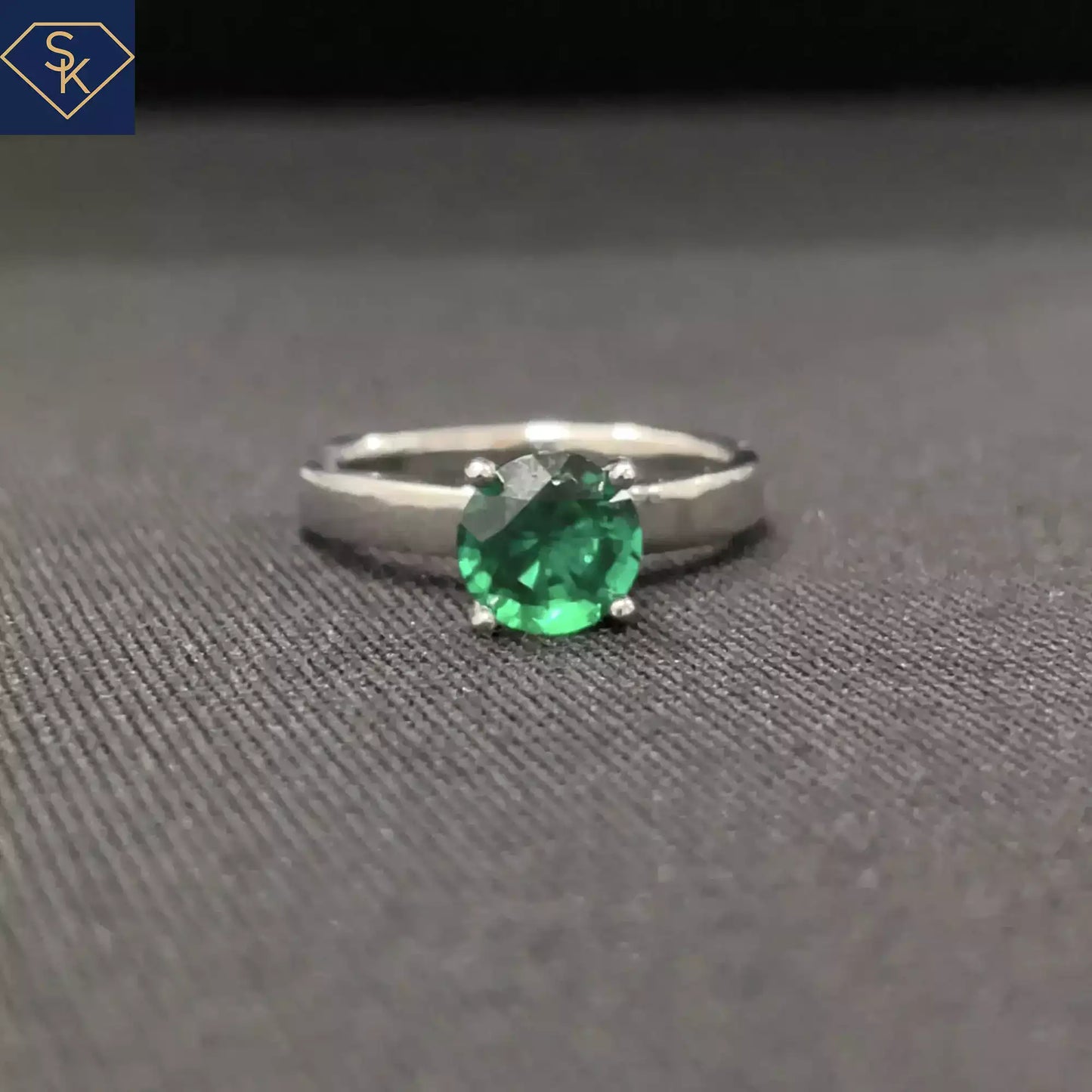 Solitaire Lab Emerald Ring