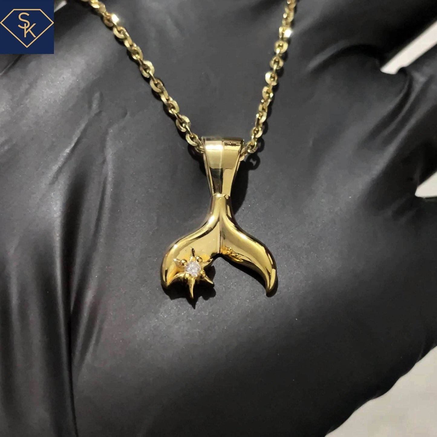 Mermaid Tail Pendant with Diamond - SK Custom Jewelry