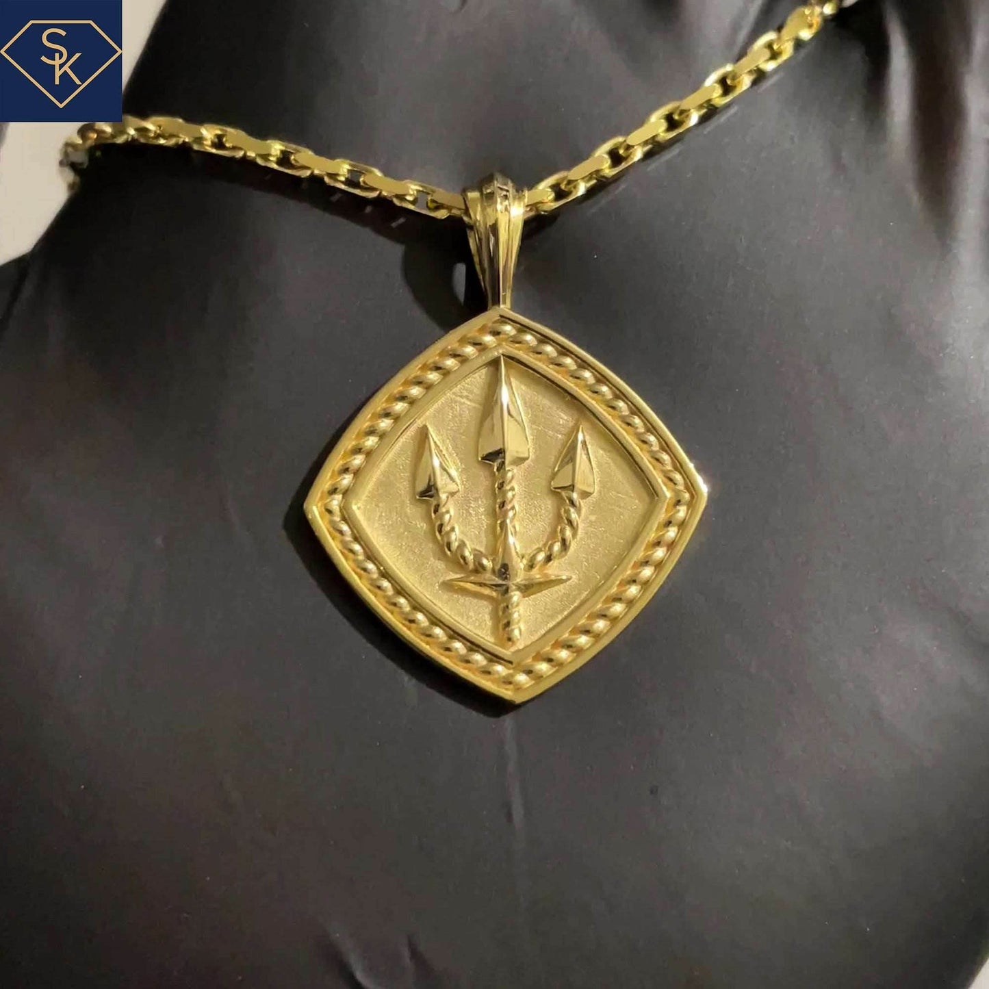 Trident Shield Pendant - SK Custom Jewelry