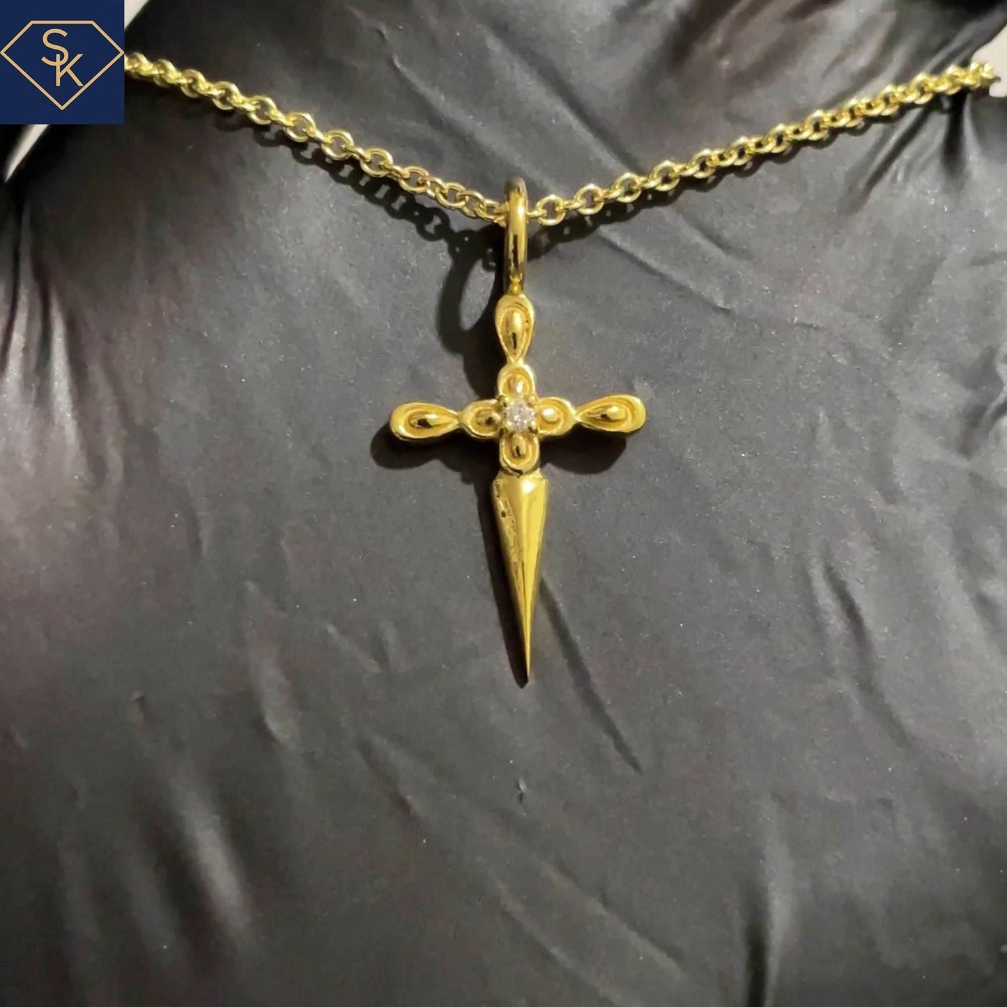 Petite Diamond Cross Pendant - SK Custom Jewelry