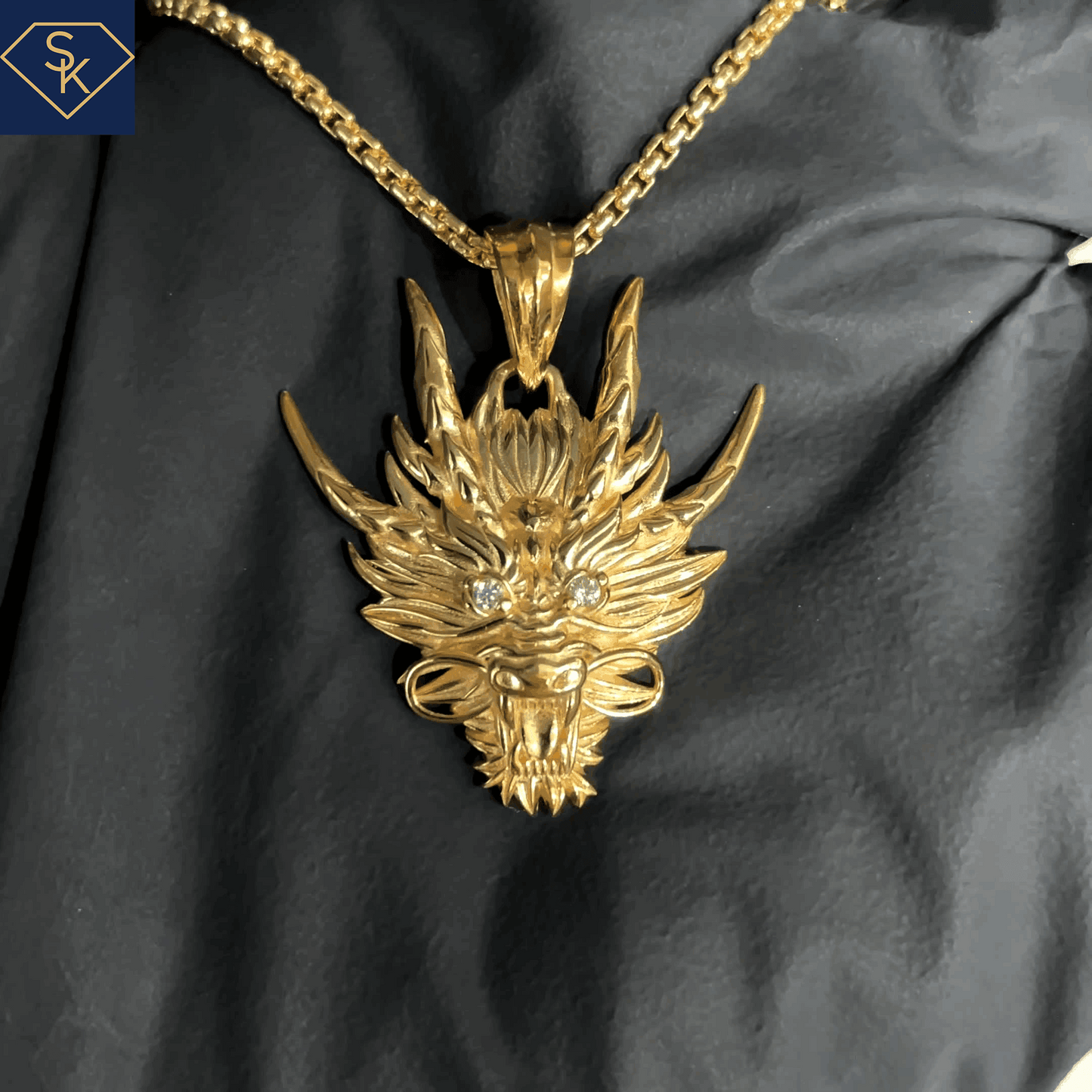 Diamond Dragon head Pendant - SK Custom Jewelry