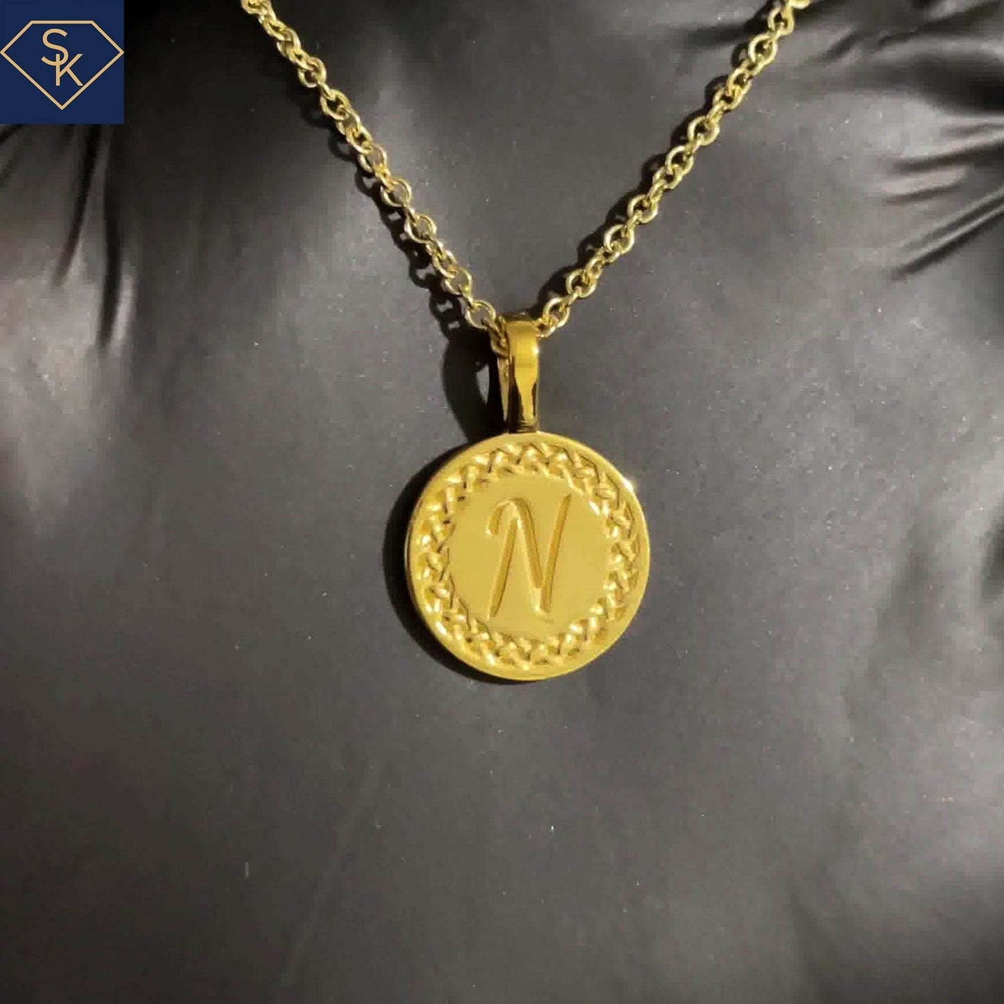 Initial Pendant with Etenal Braided Texture - SK Custom Jewelry