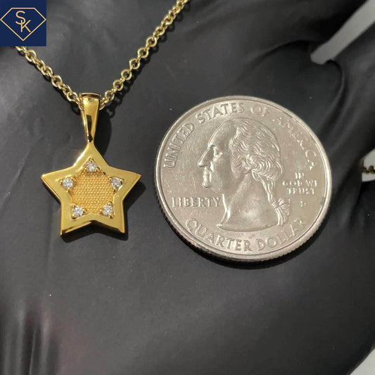 Diamond 5-Star Pendant with Inner bead textures - SK Custom Jewelry