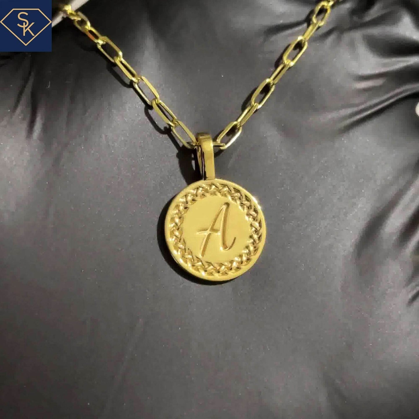 Initial Pendant with Etenal Braided Texture - SK Custom Jewelry