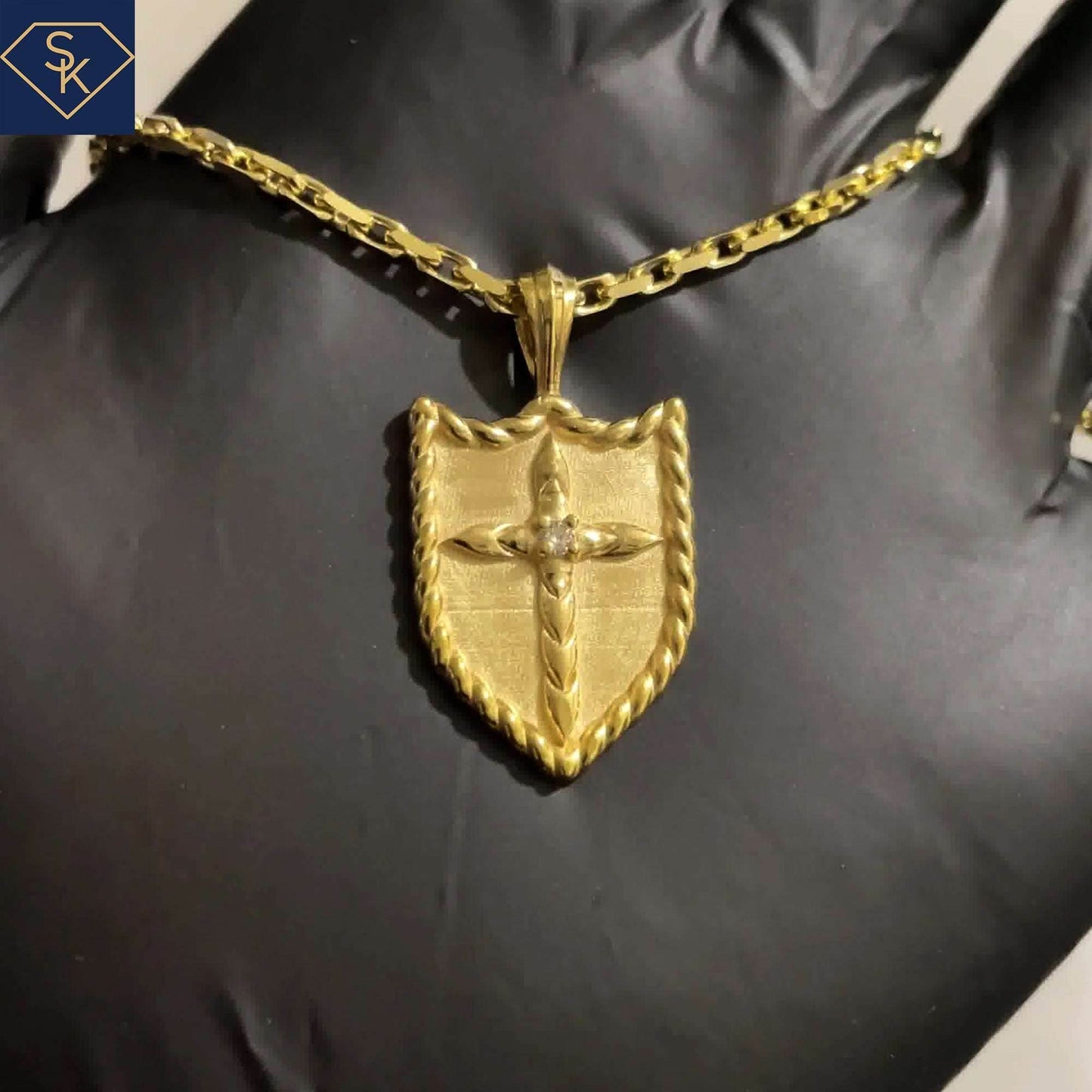Shield Diamond Cross Pendant - SK Custom Jewelry
