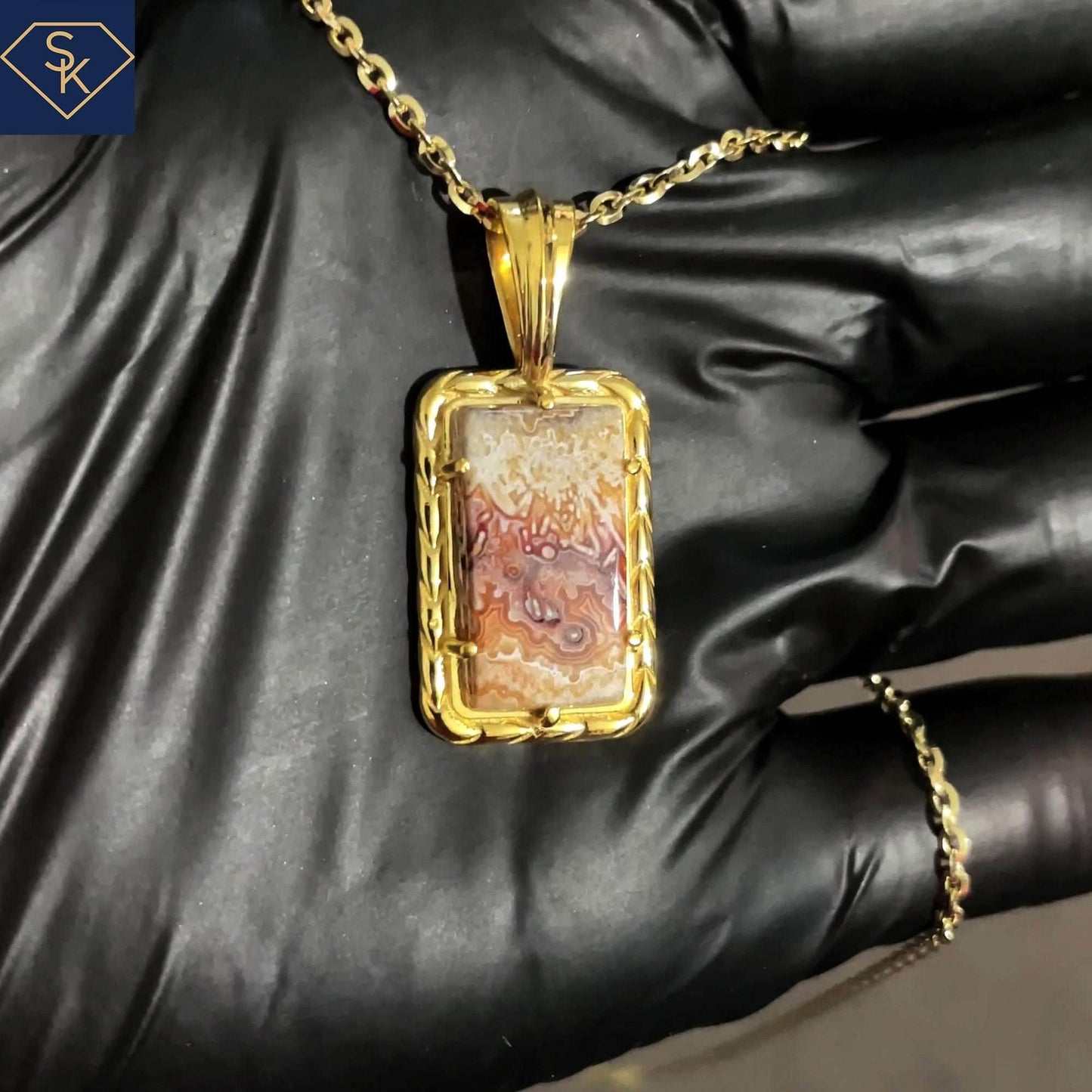 Lace Agate Pendant - SK Custom Jewelry