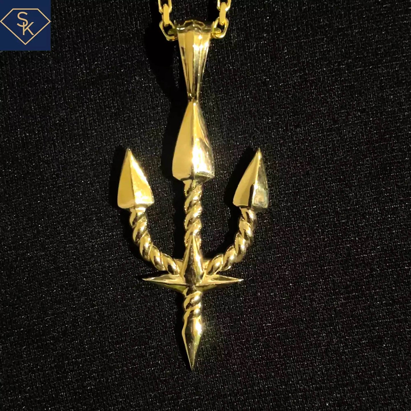 Trident with Rope Design Pendant - SK Custom Jewelry