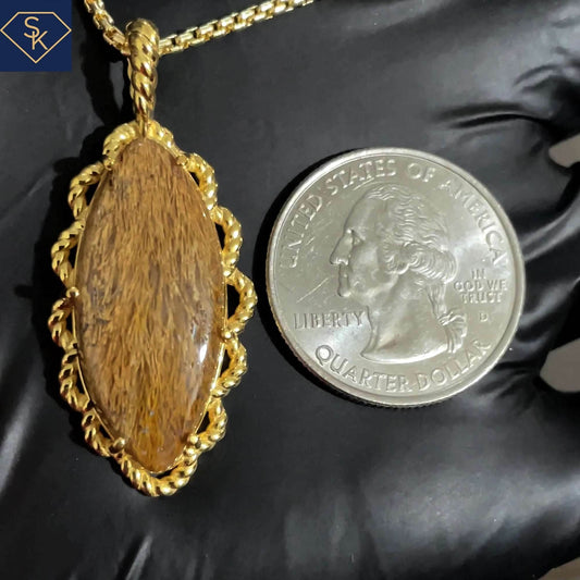 Sagenite Agate Pendant with beautiful rope design - SK Custom Jewelry