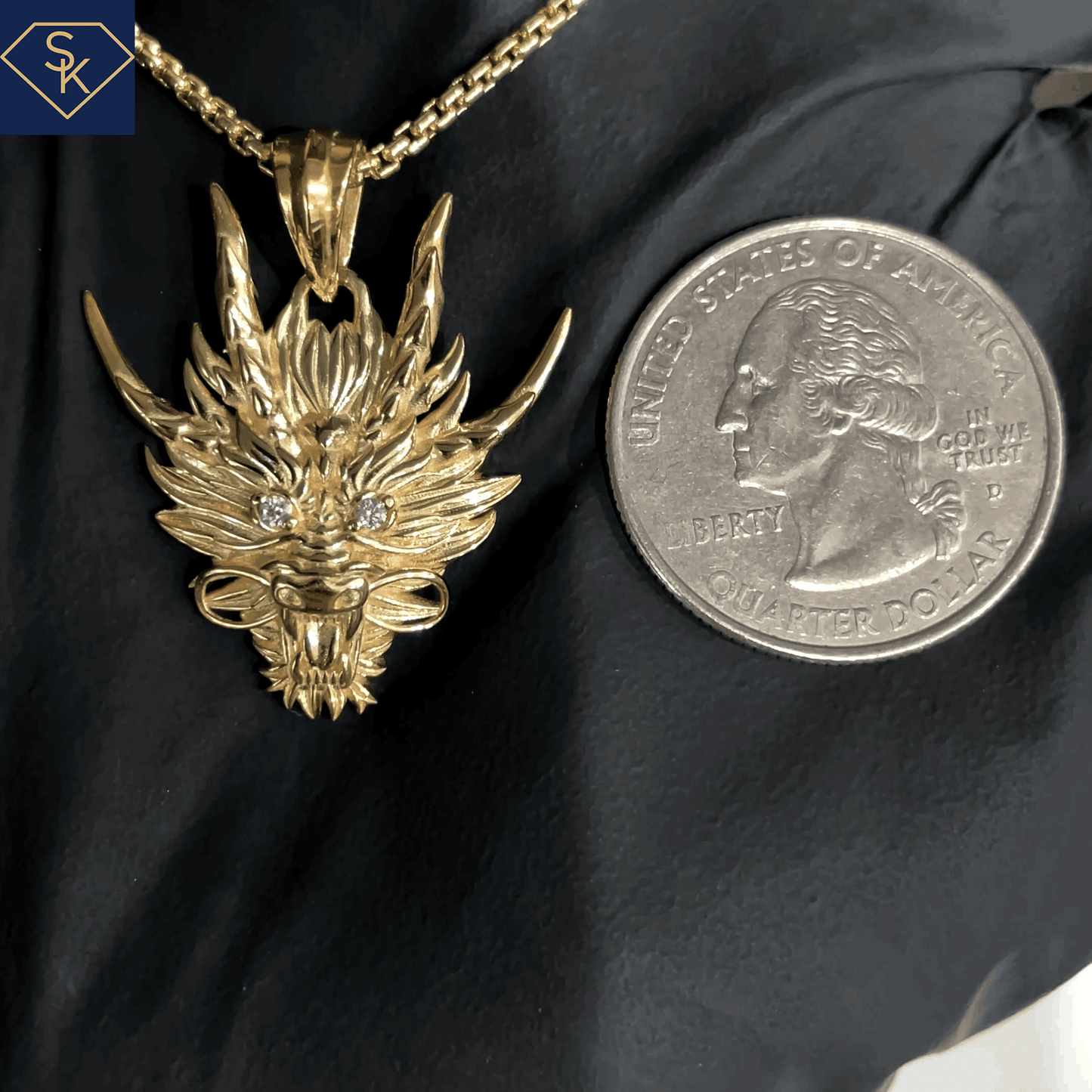 Diamond Dragon head Pendant - SK Custom Jewelry
