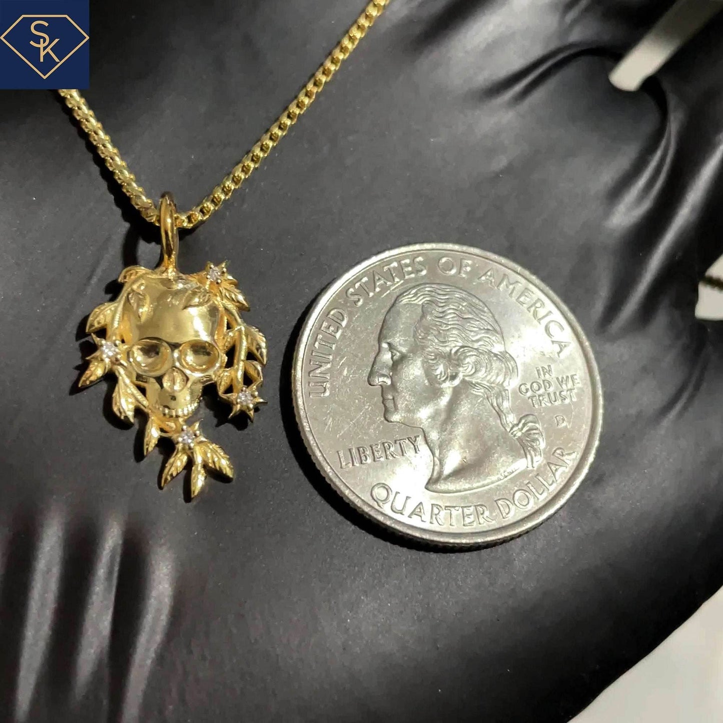 Leafy Skull Pendant - SK Custom Jewelry
