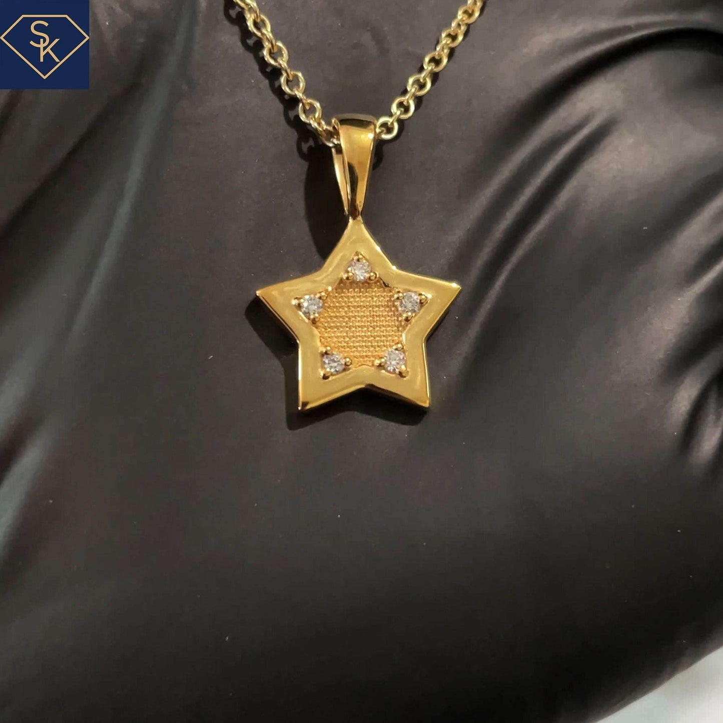Diamond 5-Star Pendant with Inner bead textures - SK Custom Jewelry