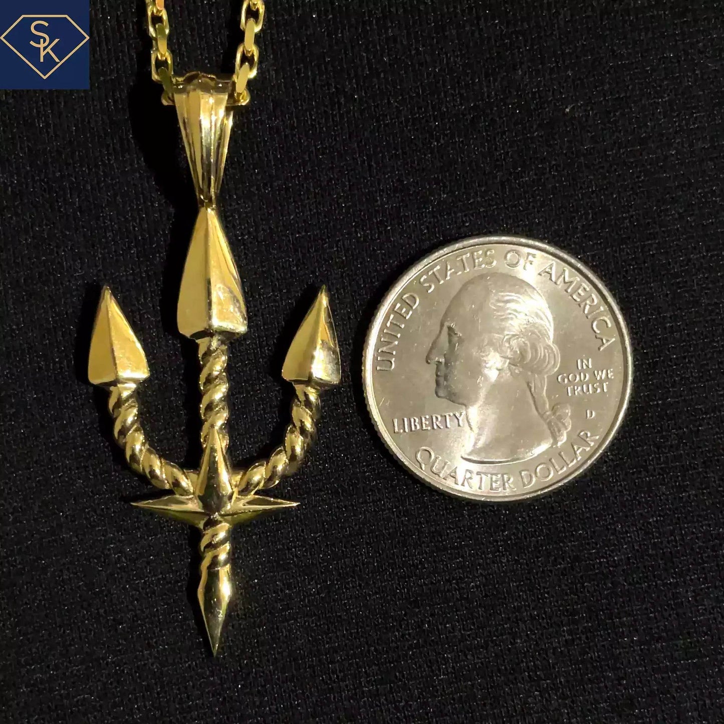 Trident with Rope Design Pendant - SK Custom Jewelry