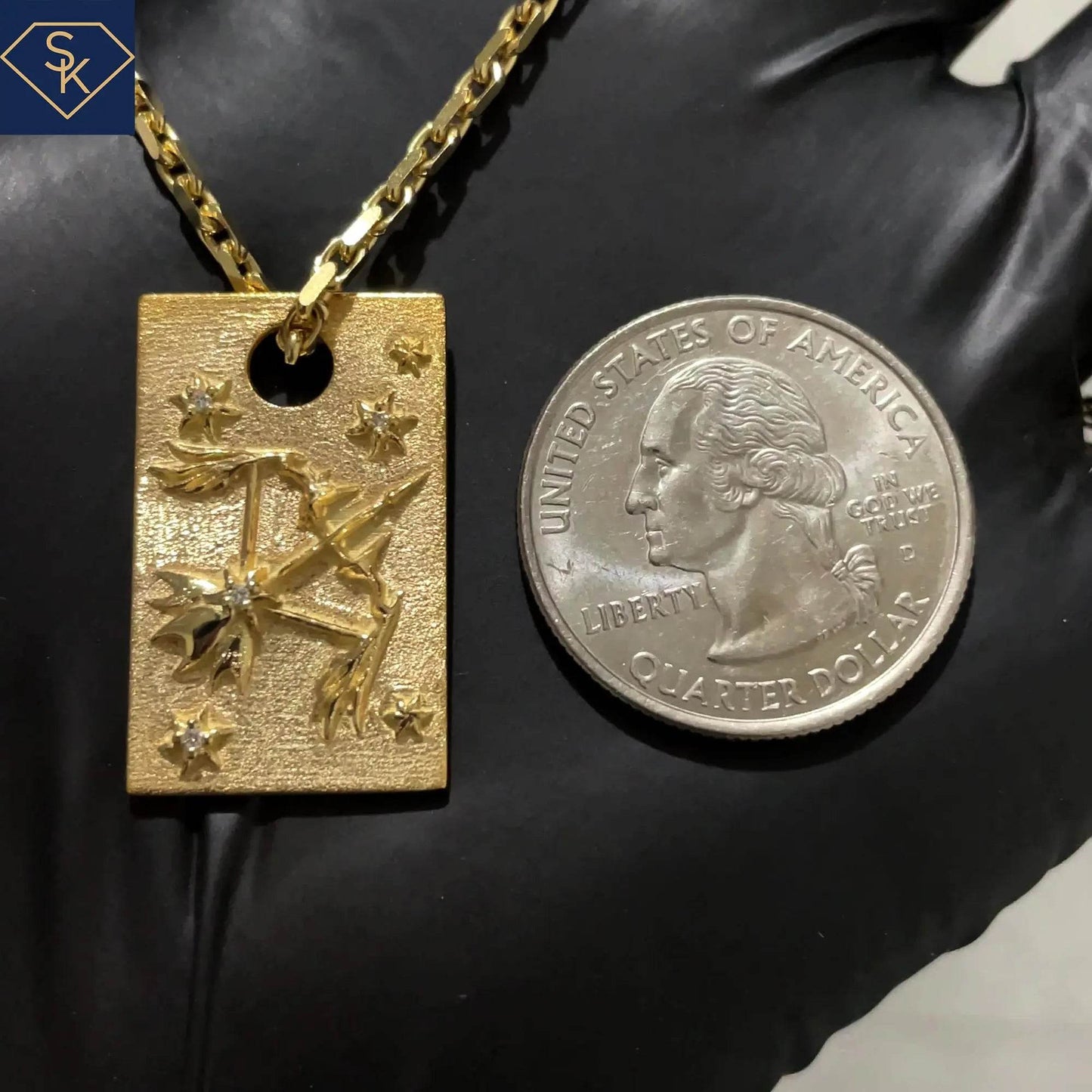 Sagittarius Dog Tag Pendant - SK Custom Jewelry
