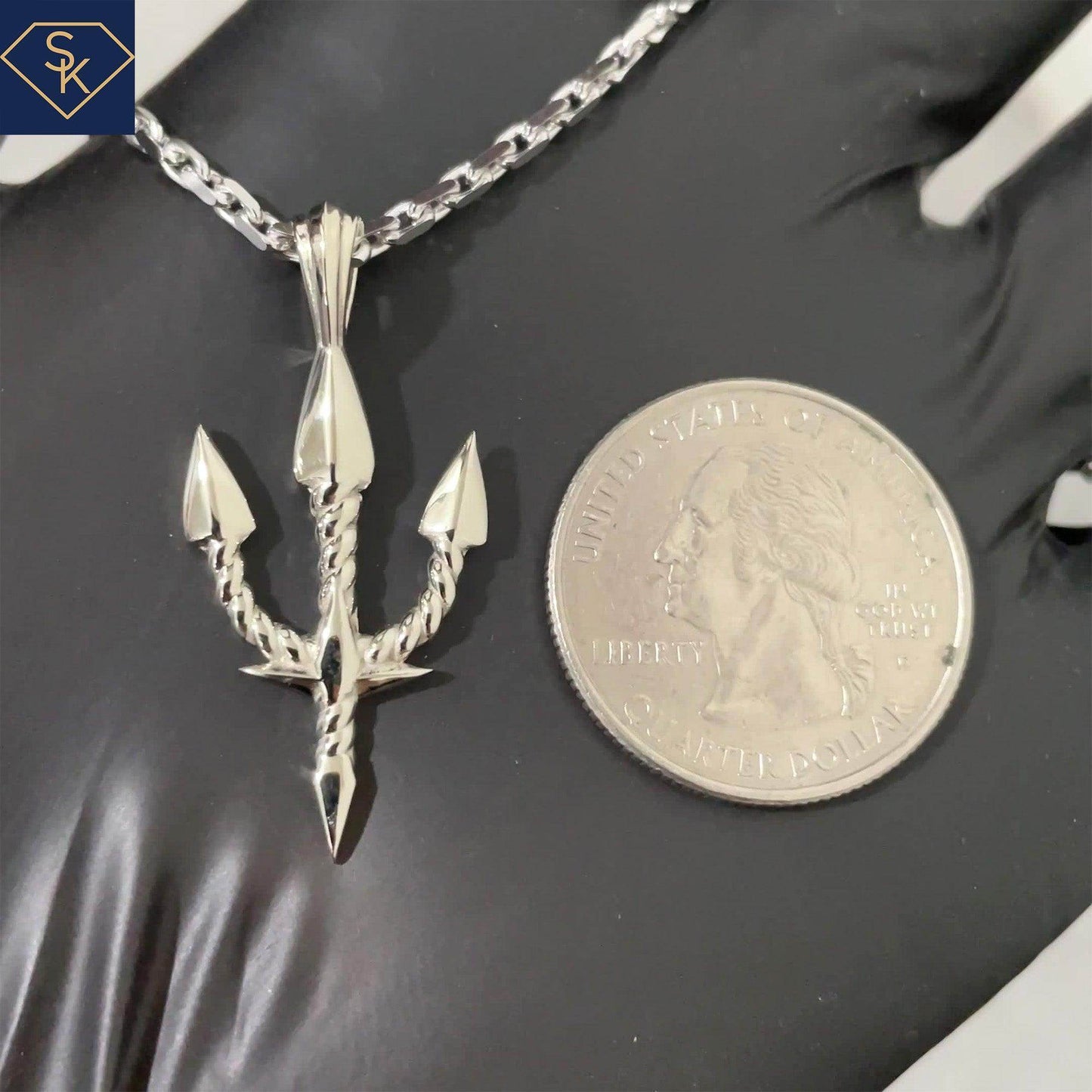 Trident with Rope Design Pendant - SK Custom Jewelry
