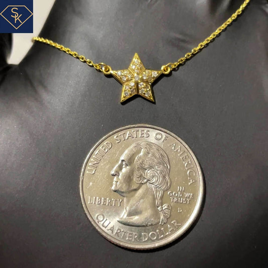 Gold Star Diamond Pendant with Rollo Chain - SK Custom Jewelry