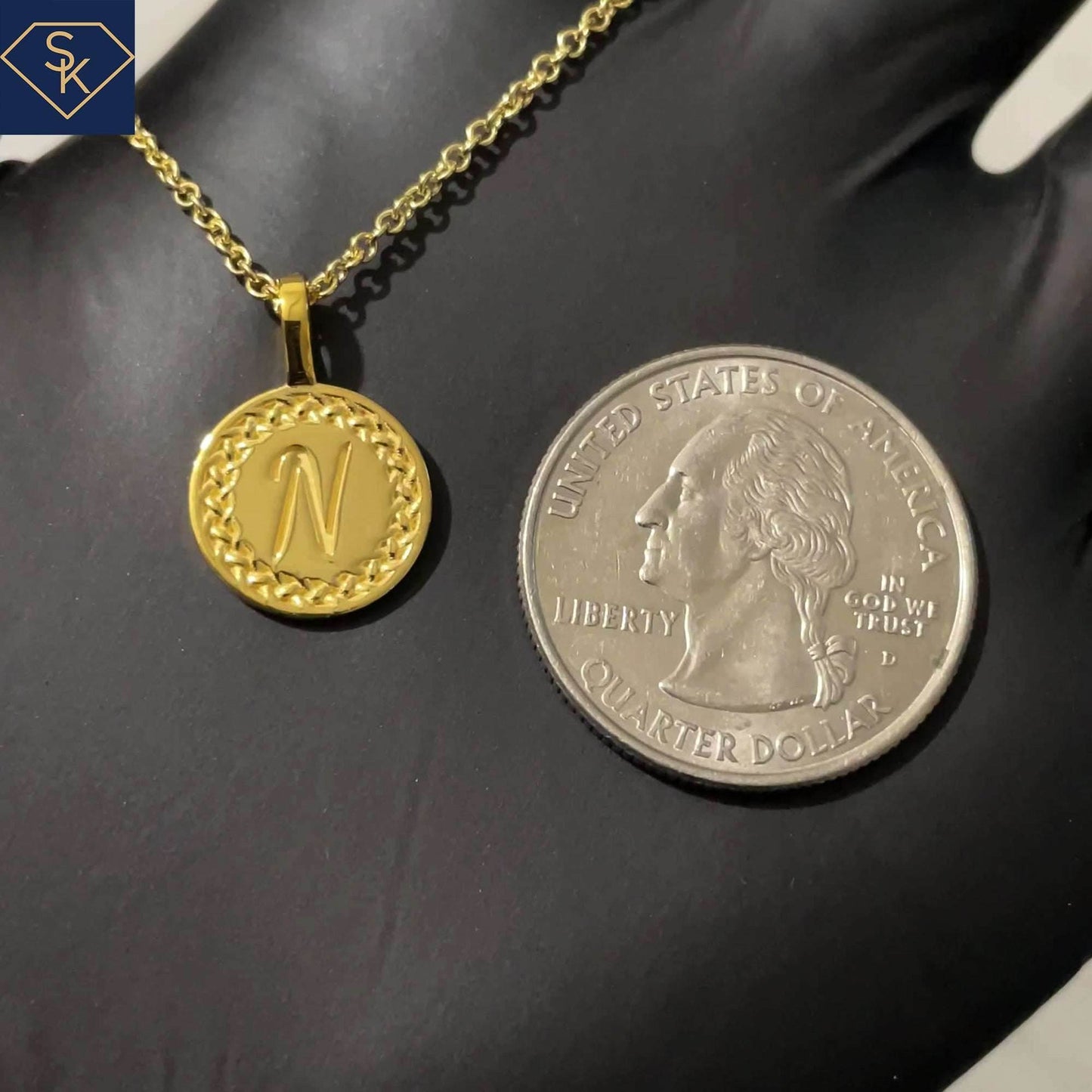 Initial Pendant with Etenal Braided Texture - SK Custom Jewelry