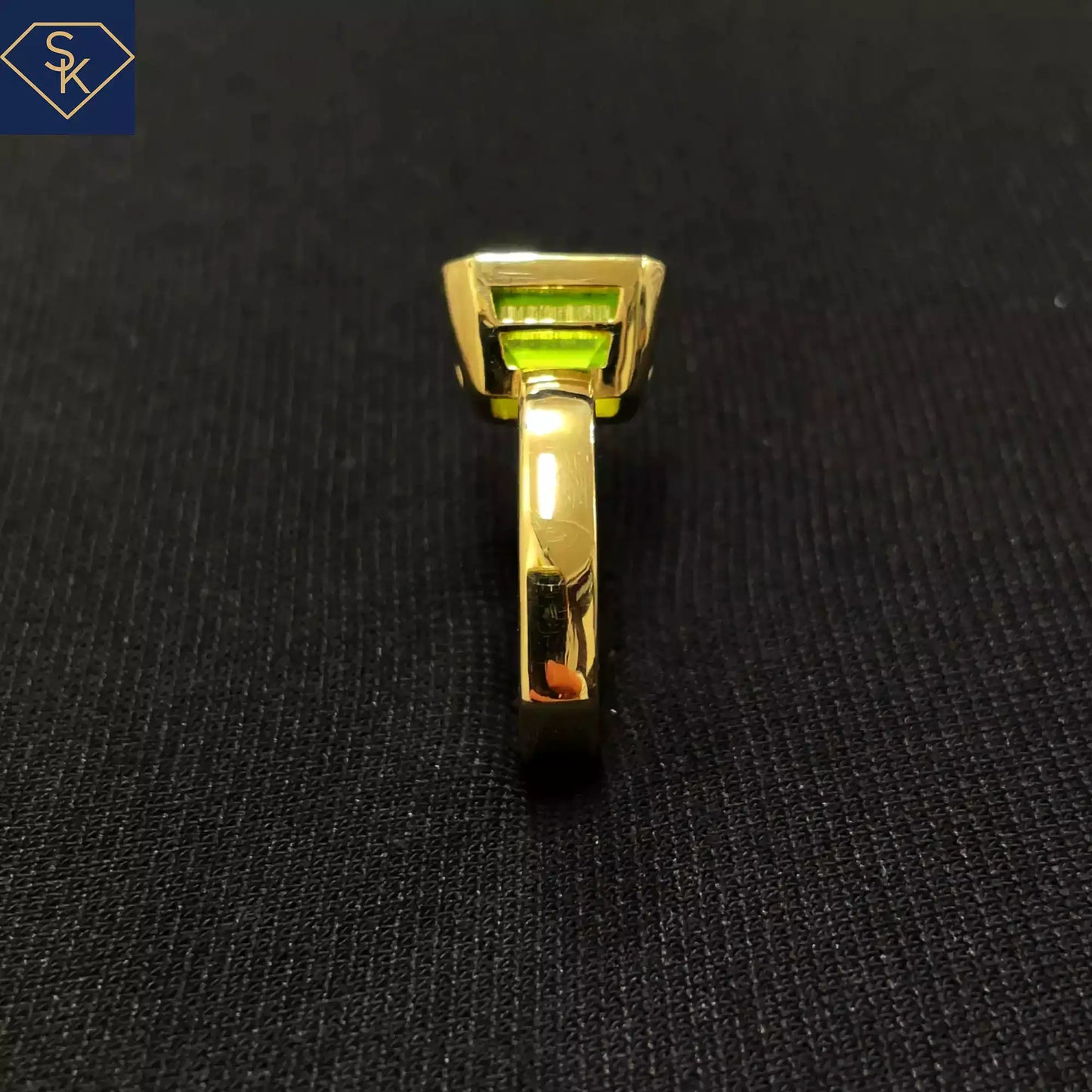Bezel Peridot Solitaire Ring with Euro Shank