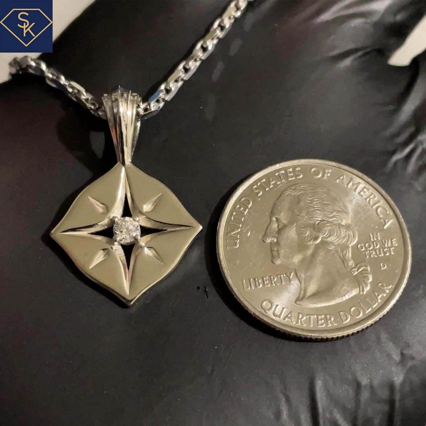 Diamond Compass Pendant - SK Custom Jewelry