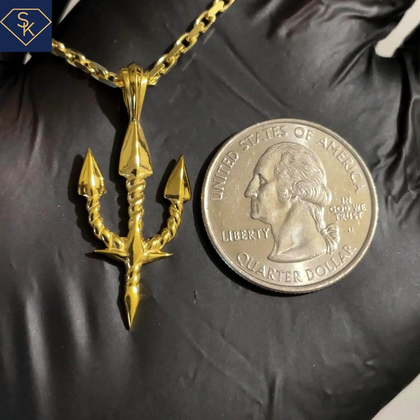 Trident with Rope Design Pendant - SK Custom Jewelry