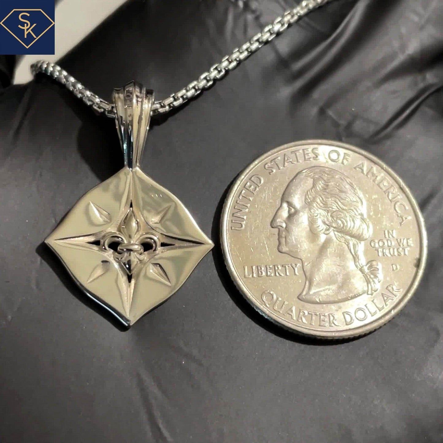 Fleur De Lis Compass Pendant - SK Custom Jewelry