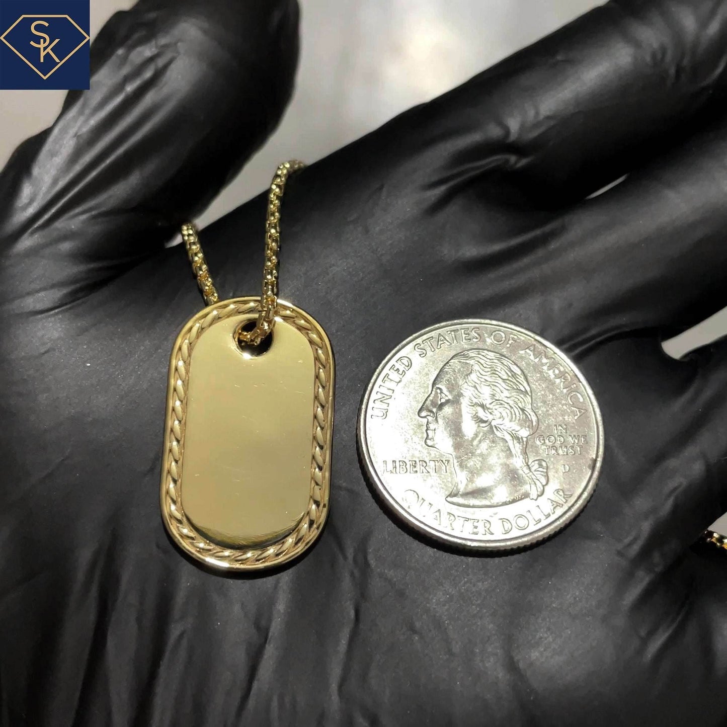 Oval Dog Tag Pendant with eternal braided textures - SK Custom Jewelry