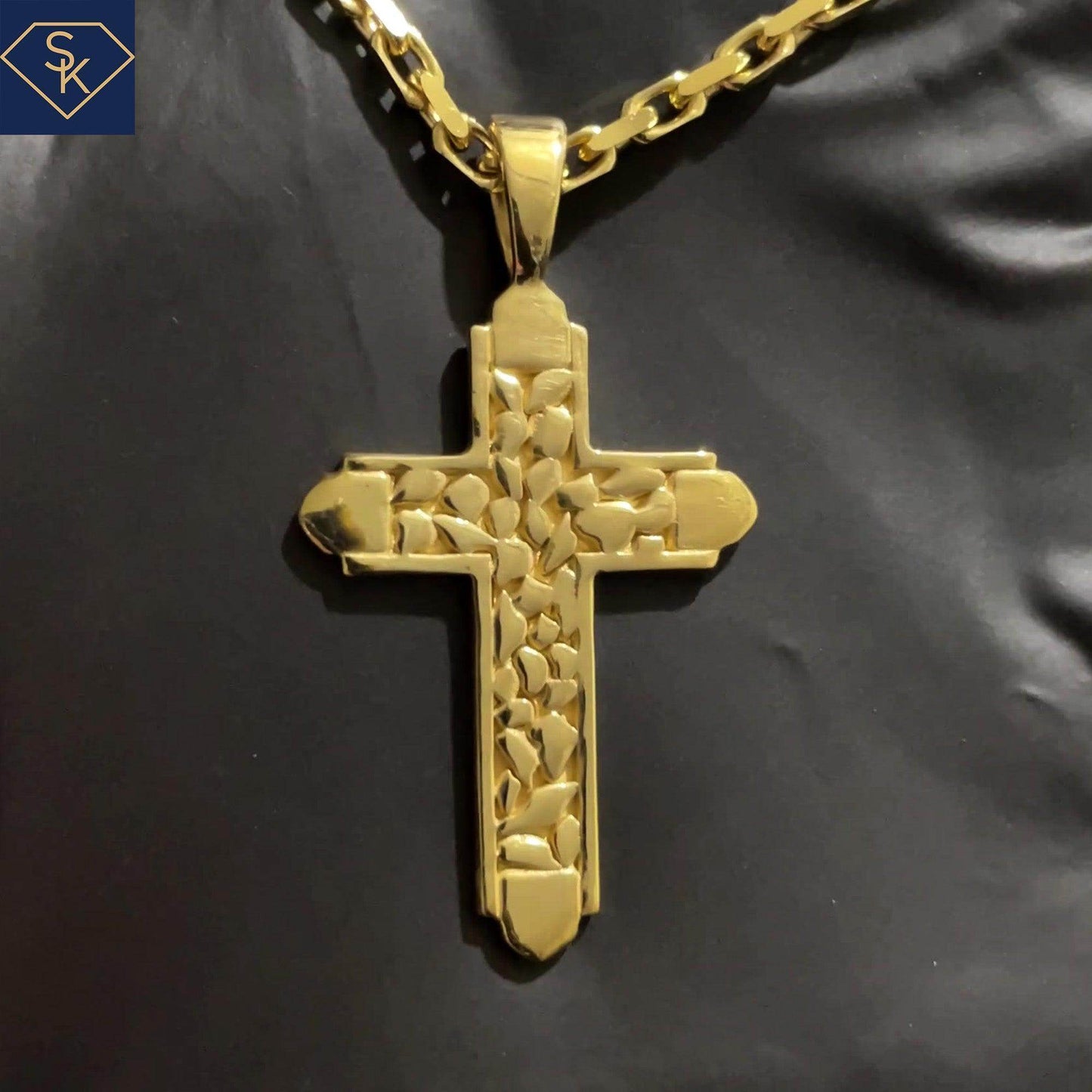 Cross with Cobble Stone Texture - SK Custom Jewelry
