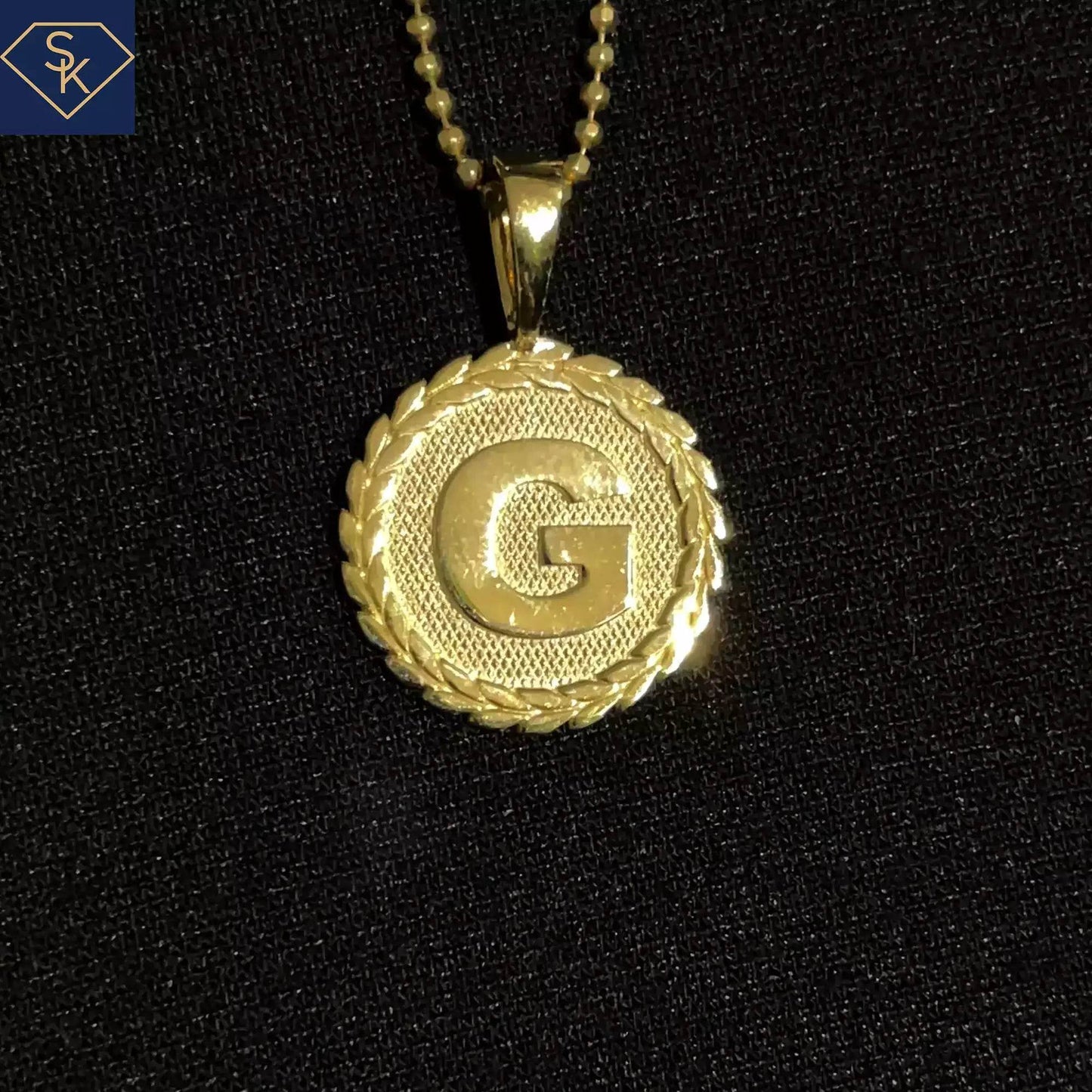 Initial Diamond Textured Charm - SK Custom Jewelry