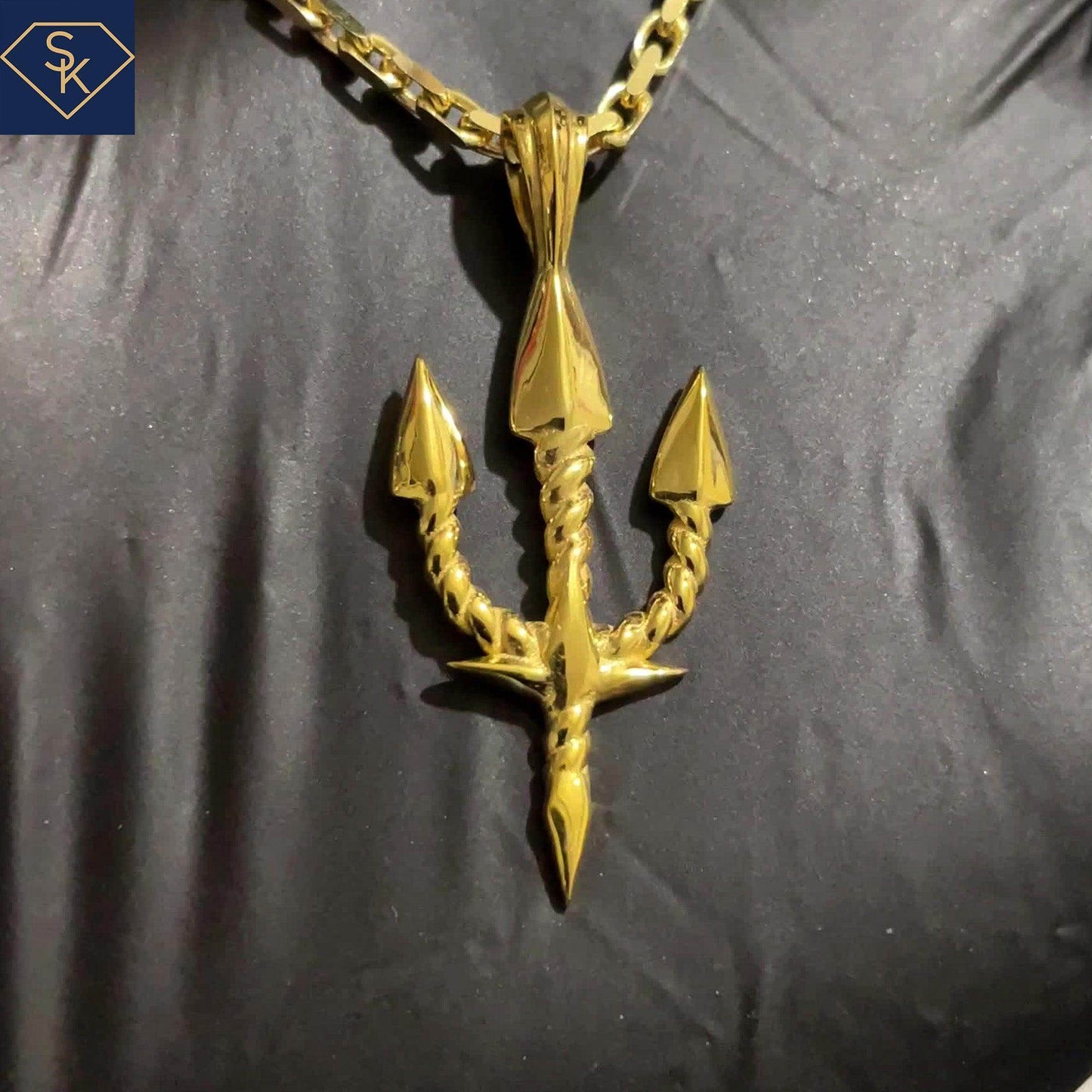 Trident with Rope Design Pendant - SK Custom Jewelry