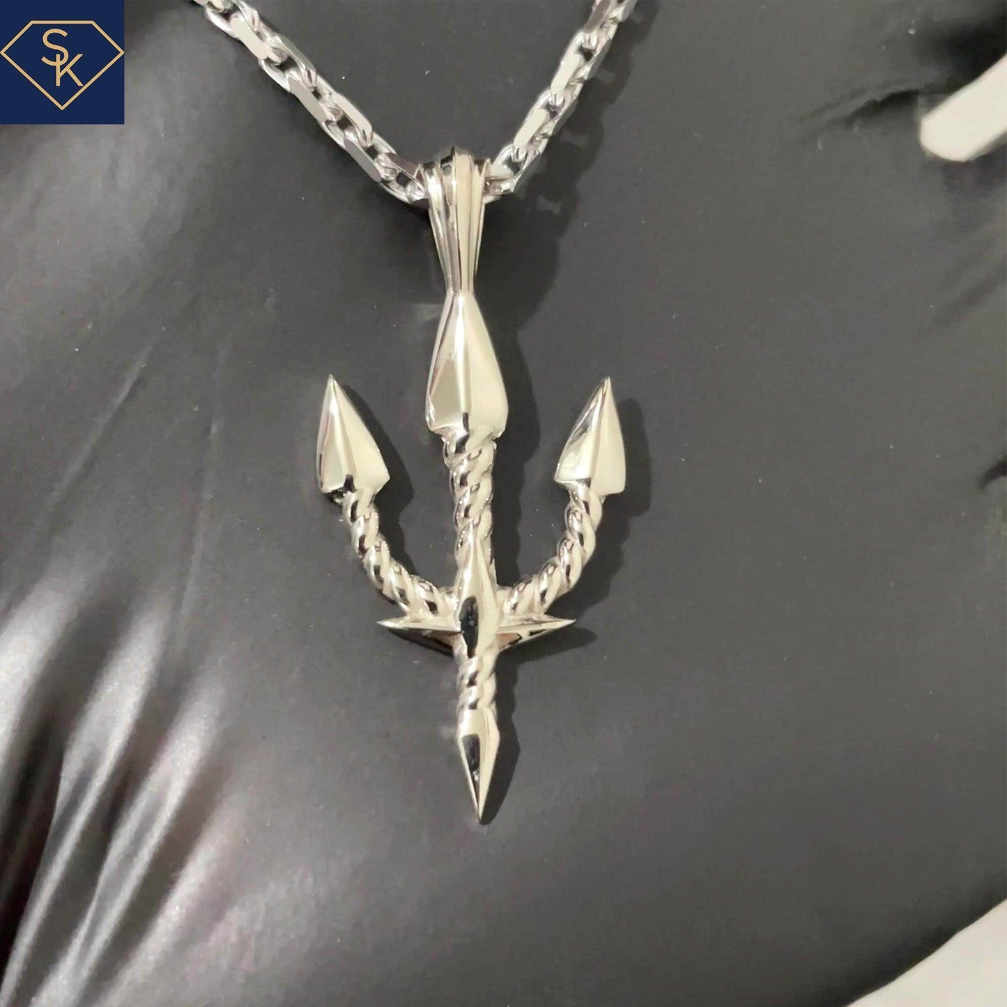 Trident with Rope Design Pendant - SK Custom Jewelry