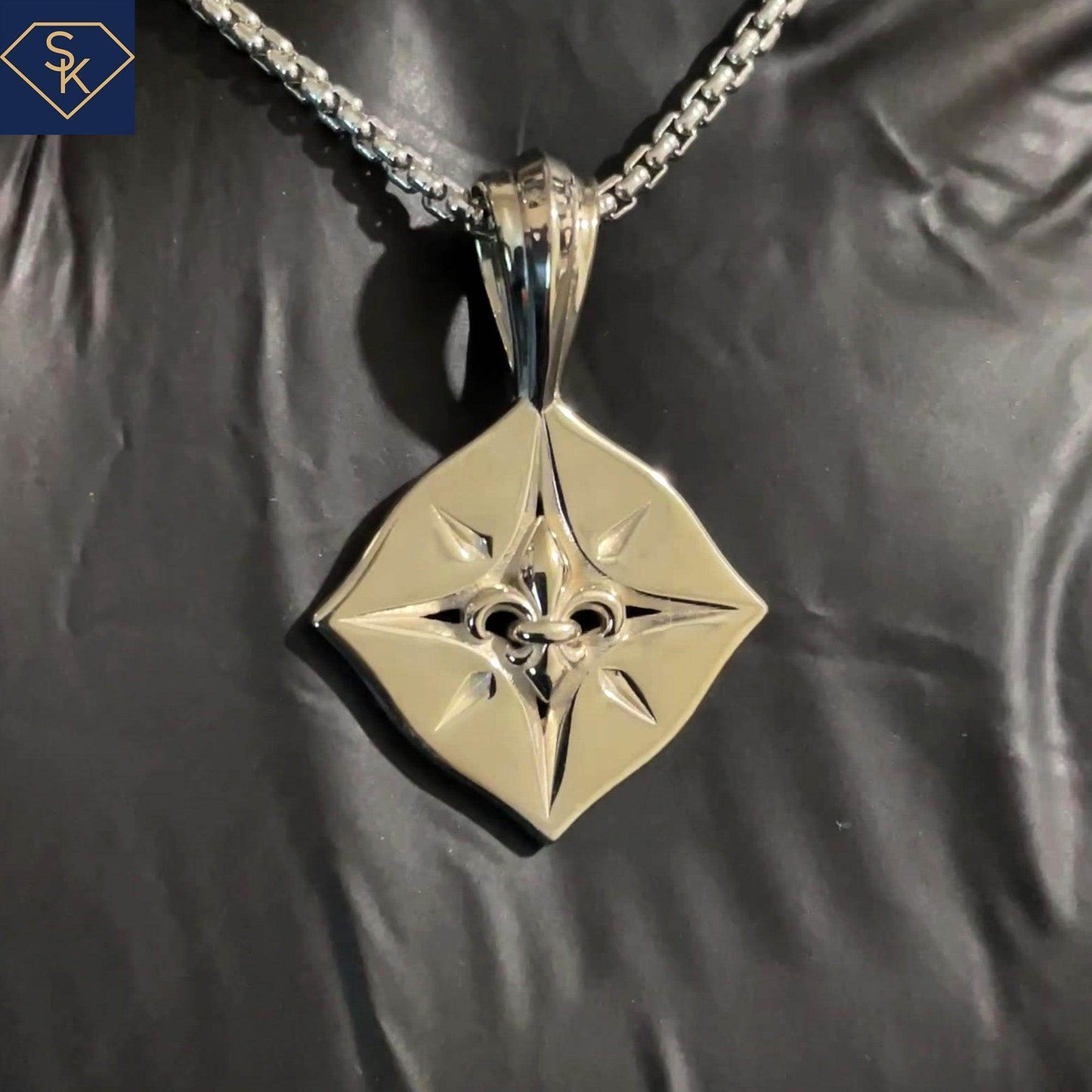 Fleur De Lis Compass Pendant - SK Custom Jewelry