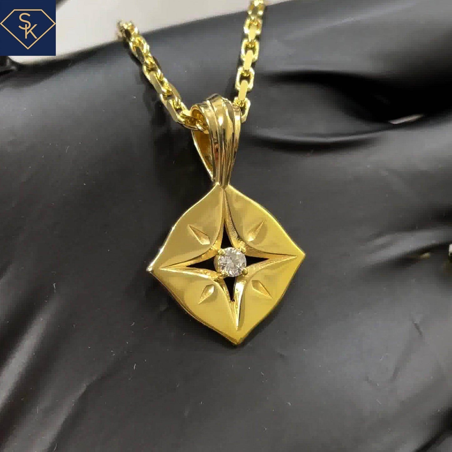 Diamond Compass Pendant - SK Custom Jewelry