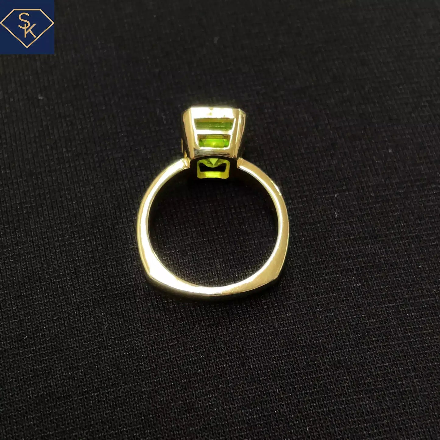 Bezel Peridot Solitaire Ring with Euro Shank