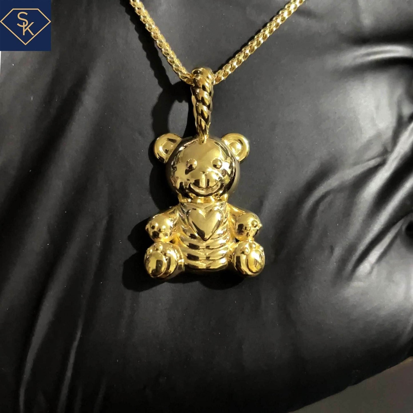 Lovely Bear with intricate textures Pendant - SK Custom Jewelry
