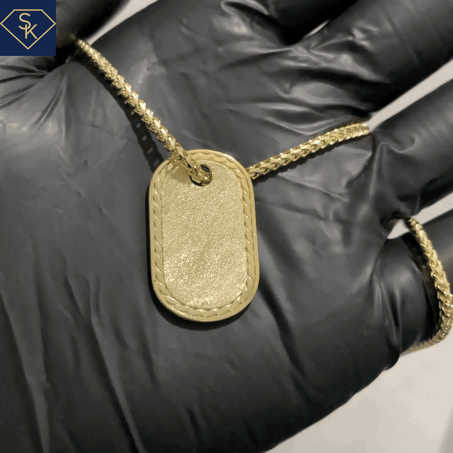 Dog Tag Pendant with Sandblasted Texture - SK Custom Jewelry