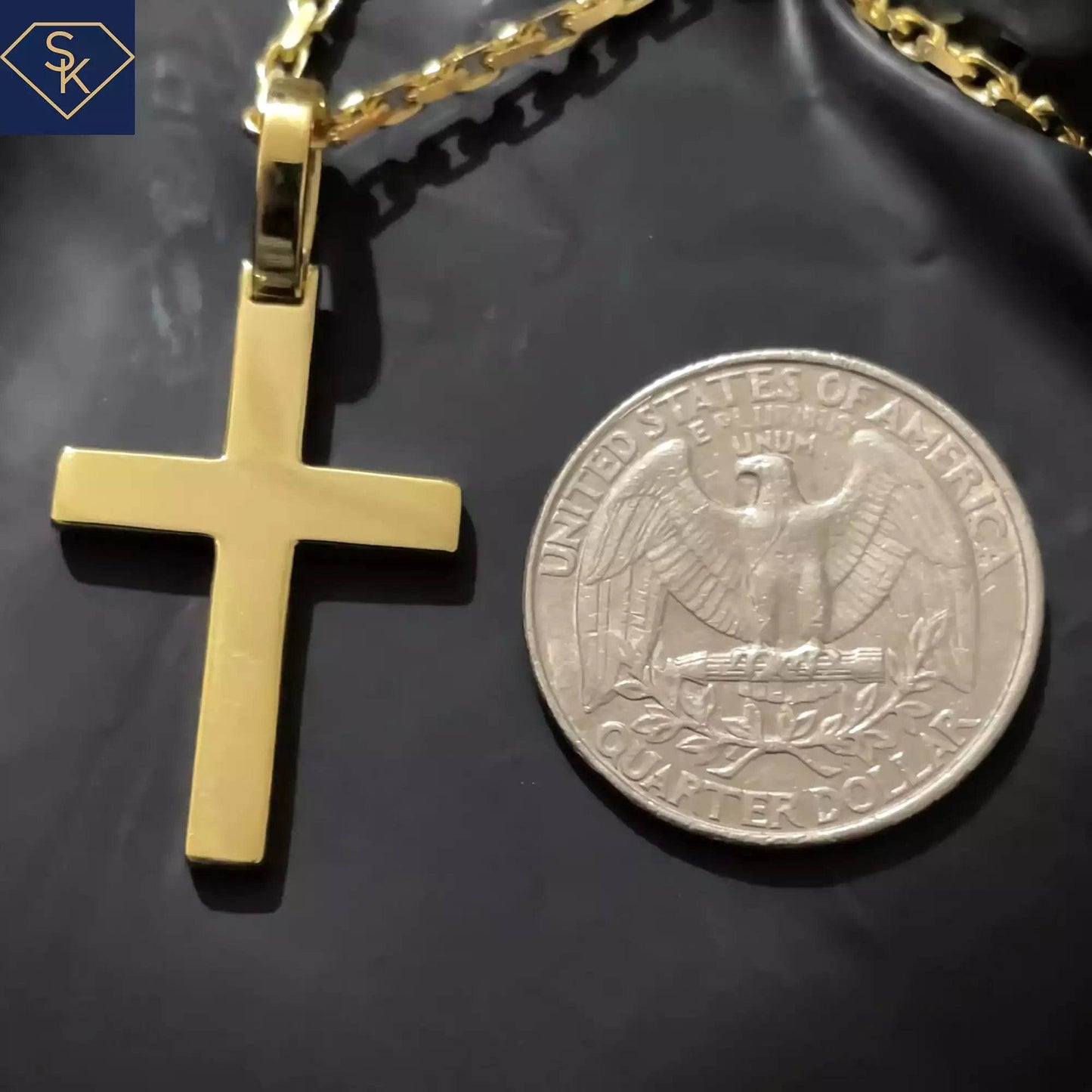 Solid Gold Cross Pendant - SK Custom Jewelry