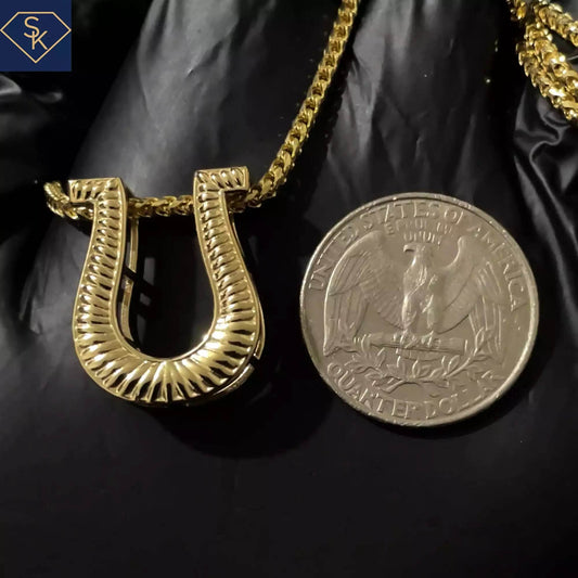 Textured Horse Shoe Pendant - SK Custom Jewelry