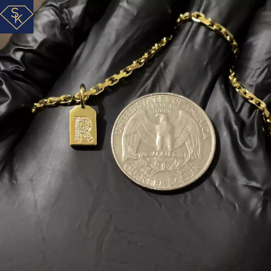 Petite Initial Diamond 'R' Pendant - SK Custom Jewelry