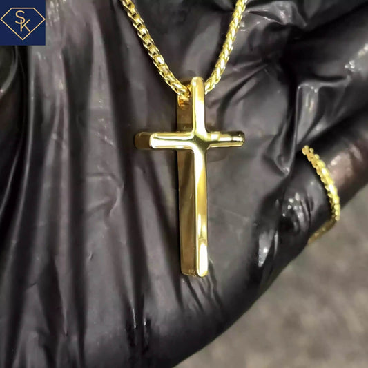 Thick 18K Gold Cross Pendant - SK Custom Jewelry