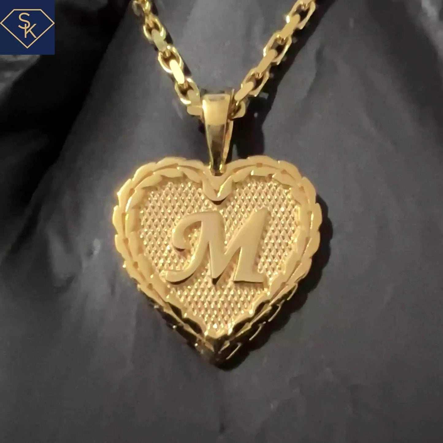 Personalized Initial Heart Pendant - SK Custom Jewelry
