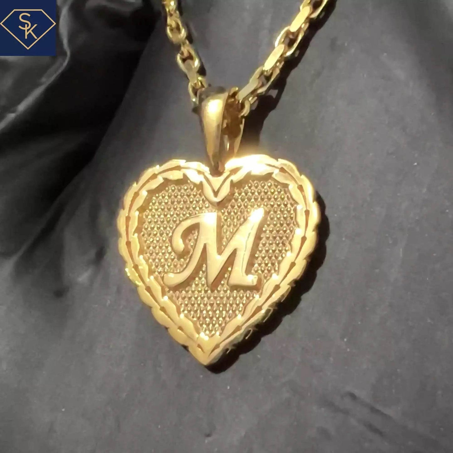 Personalized Initial Heart Pendant - SK Custom Jewelry