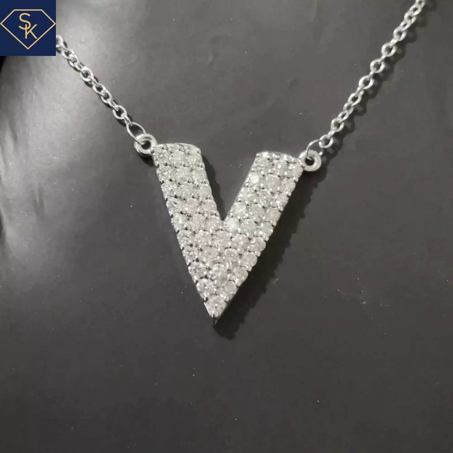 V Diamond Necklace - SK Custom Jewelry